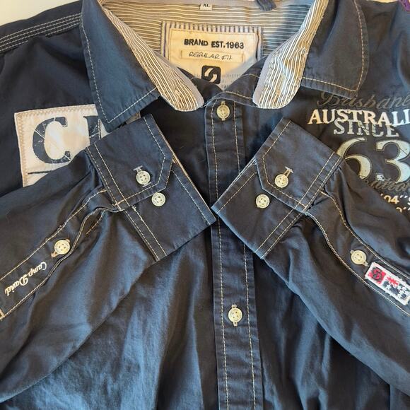 Camp David Australia Men’s Button Down Embroidered Shirt Size XL Graphic Rugby - Picture 1 of 9